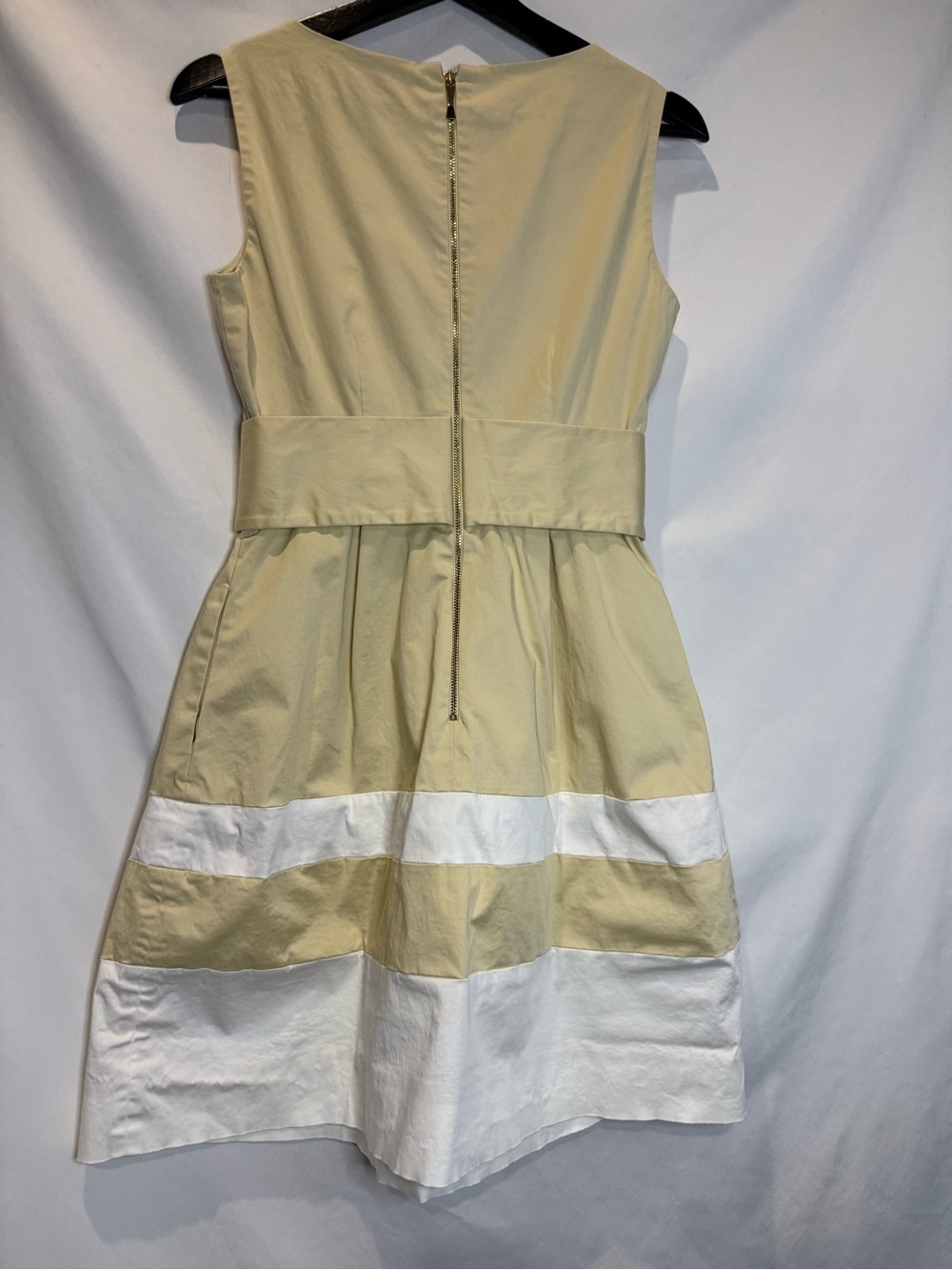 kate spade Yellow and White Belted Midi Dress size 6 100% Cotton Preppy Luxury - Picture 6 of 15